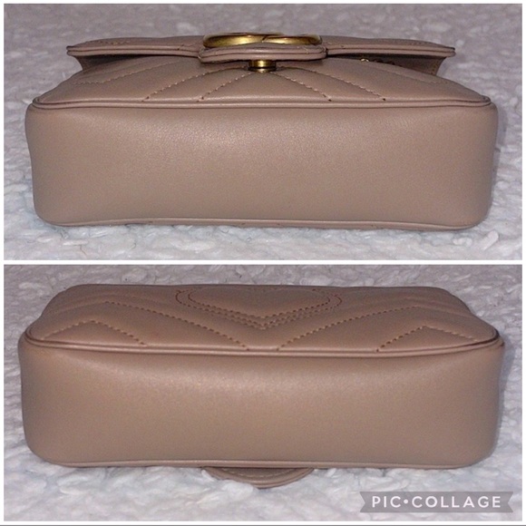 Gucci Matelassé Chevron Quilted Leather Super Mini Marmont Bag in Dusty Pink - Picture 8 of 17